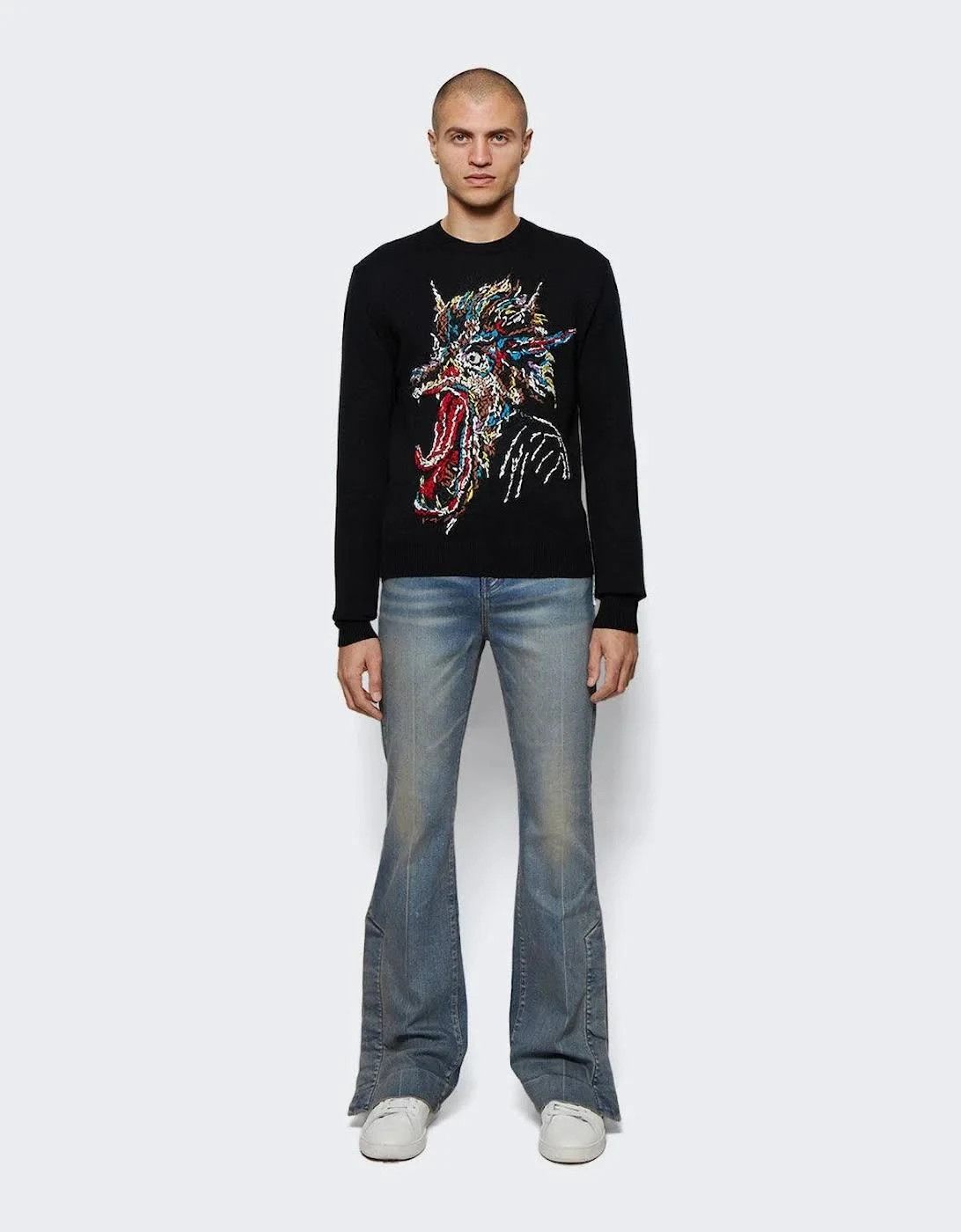 Amiri o1w1db10125 Lang Wolfman Crew Sweater in Black Size US S / EU 44-46 / 1 - 6 Thumbnail