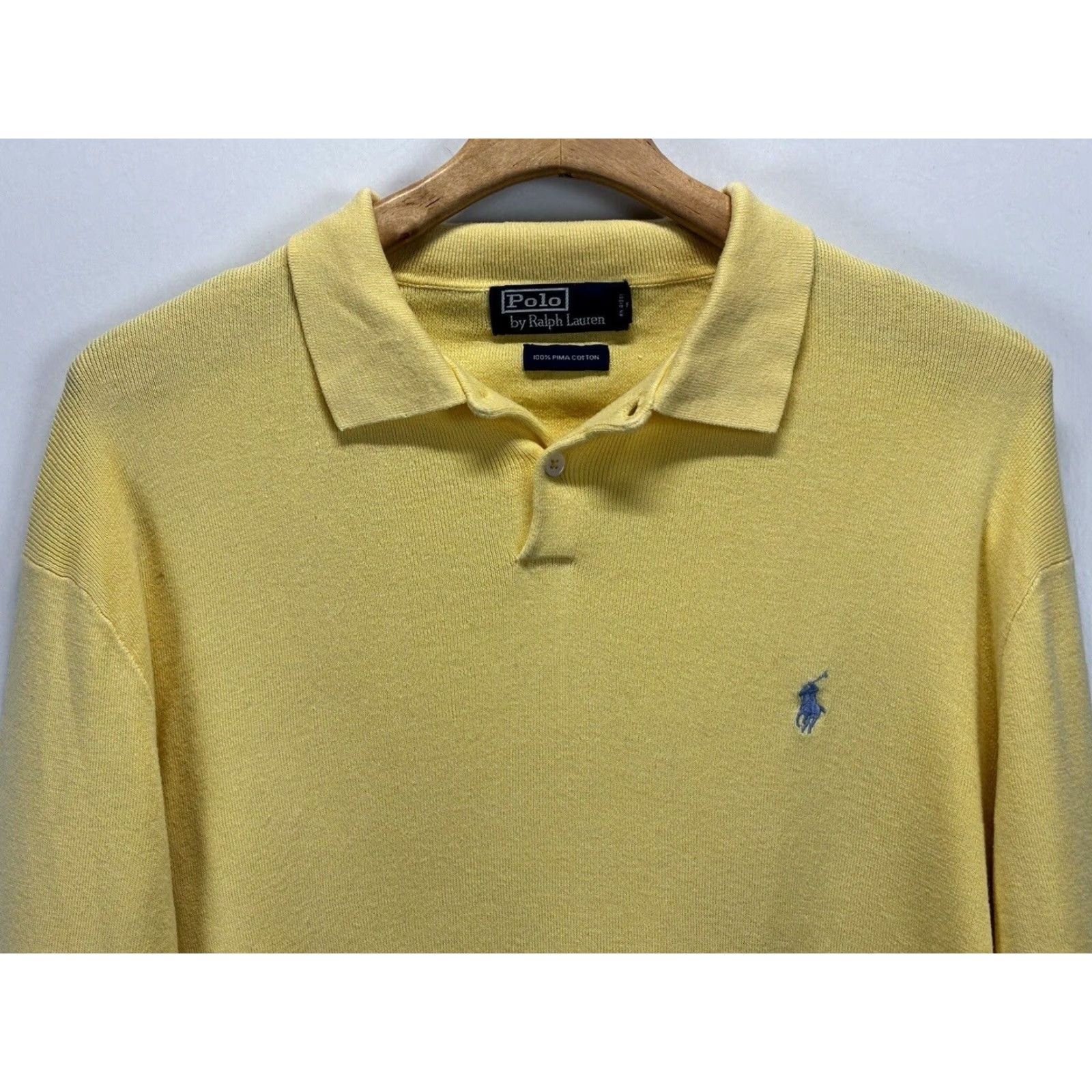 Ralph Lauren VINTAGE Polo Ralph Lauren Sweater XL Men Collar 2 Button Yellow Size US XL / EU 56 / 4 - 3 Thumbnail