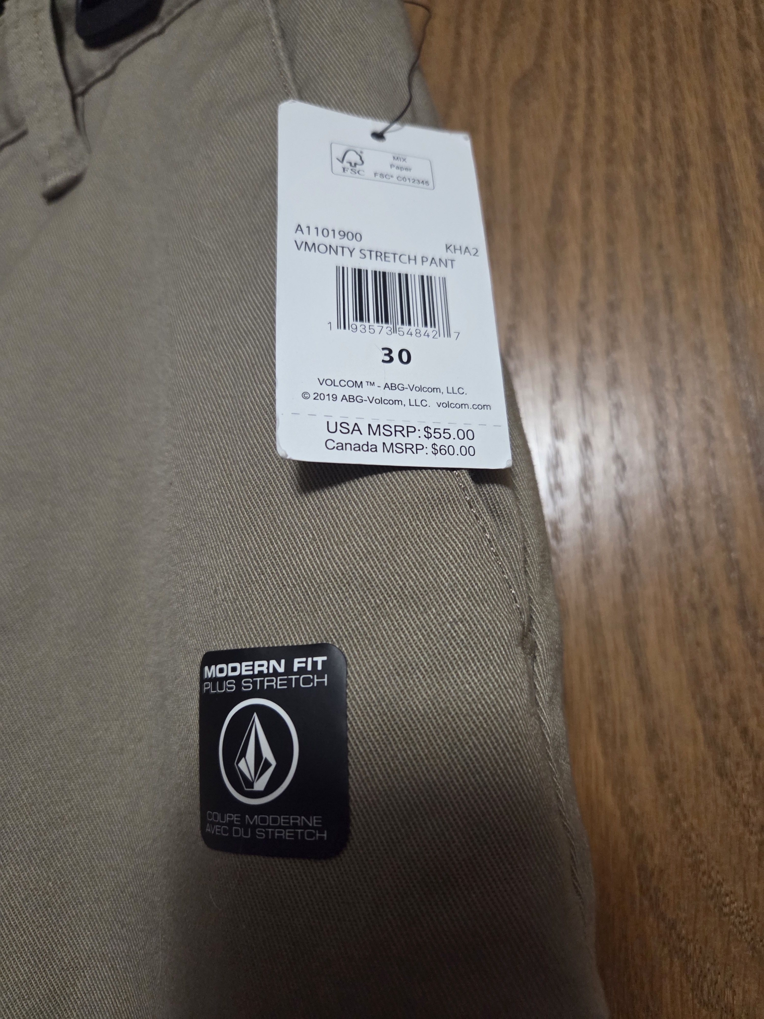 Volcom Volcom V Monty Stretch Casual Khaki Pants Size US 30 / EU 46 - 2 Thumbnail