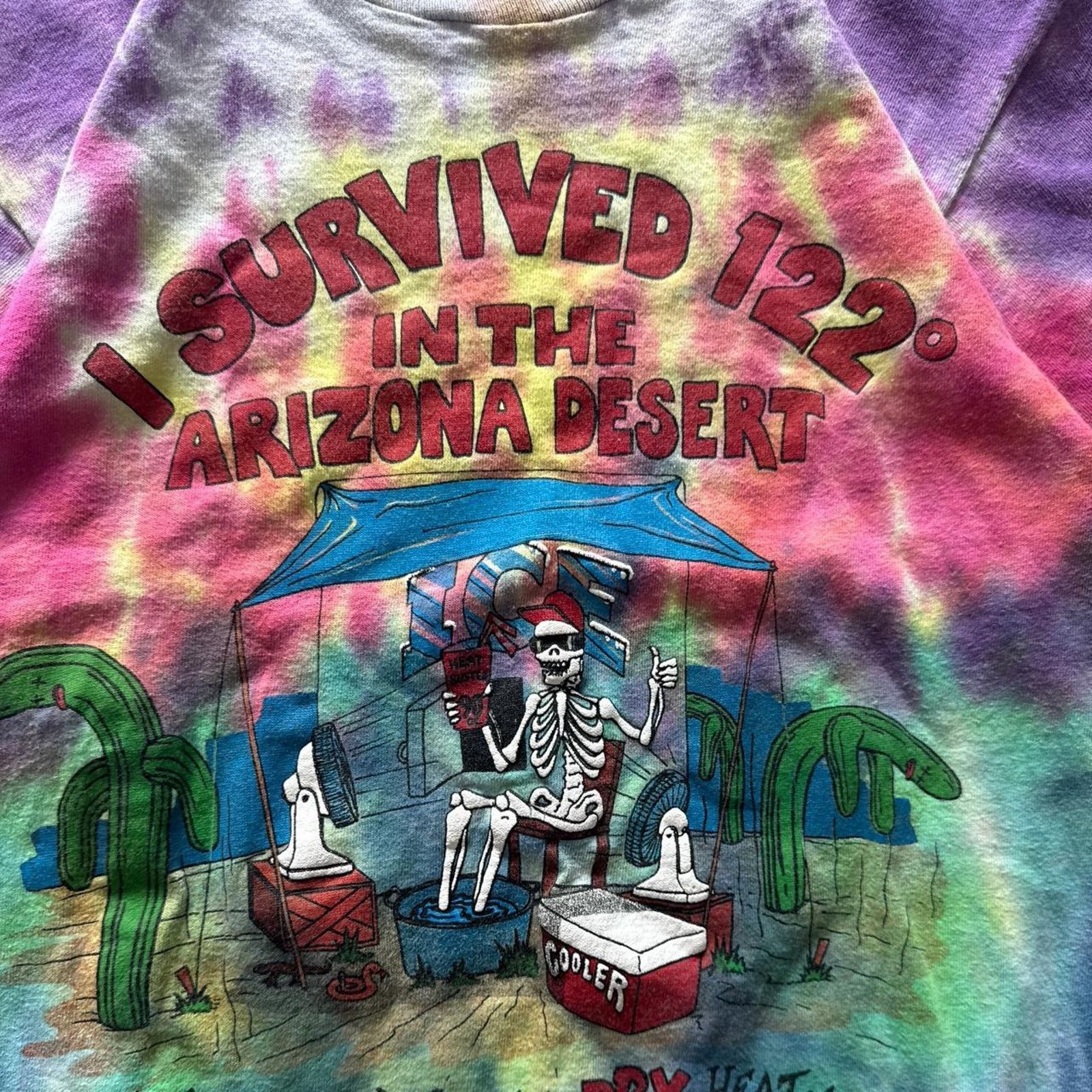 Fruit Of The Loom Vintage 90's Survived the Arizona Desert T-Shirt –Size Small Size US S / EU 44-46 / 1 - 3 Thumbnail