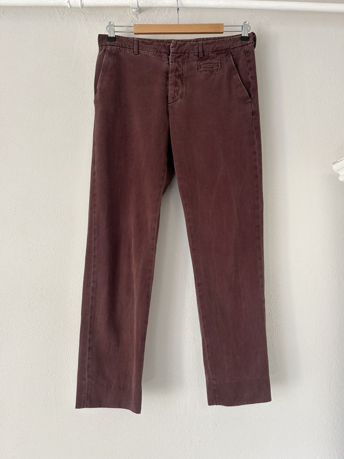 Maison Margiela Burgundy Cotton-Cashmere Trousers Size US 32 / EU 48 - 1 Thumbnail
