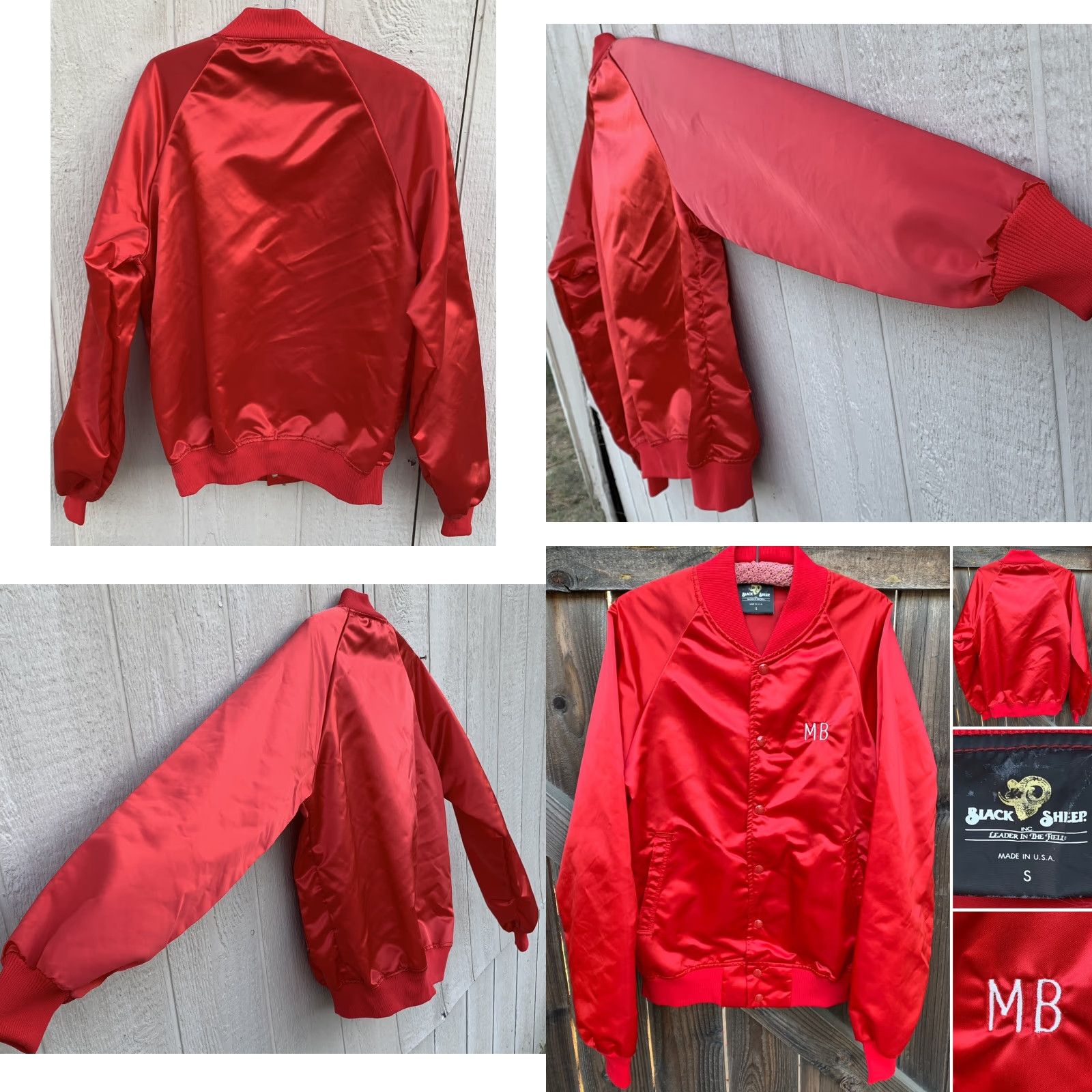 Vintage VINTAGE Black Sheep Embroidered MB Made In USA Red Satin Bomber Jacket XS/S? Size US S / EU 44-46 / 1 - 8 Thumbnail