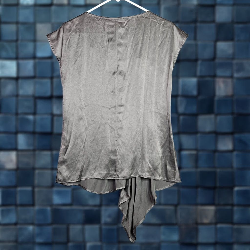 Vintage Mexx Women's Regular Size 36 Silk Short Sleeve Blouse - Dark Gray, V-Neck, 100% Silk, New, Shirt, Women, All Seasons, Casual, Grey Size XS / US 0-2 / IT 36-38 - 1 Thumbnail
