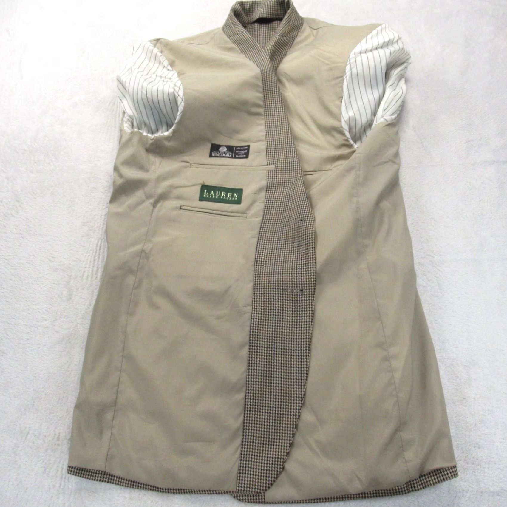 Ralph Lauren Lauren Ralph Lauren Wool Blazer Mens 40R Brown Houndstooth 2 Button Single Vent Blazer Size 40R - 5 Thumbnail