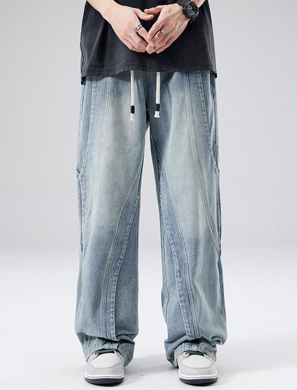 Japanese Brand Men's Straight-Leg Loose-Fit Washed Blue Jeans Size US 32 / EU 48 - 3 Thumbnail