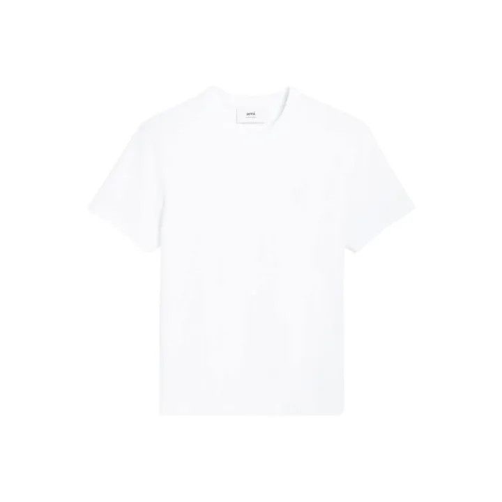 AMI AMIPARIS Plain White Short Sleeve T-Shirt 0079 Size US S / EU 44-46 / 1 - 1 Thumbnail