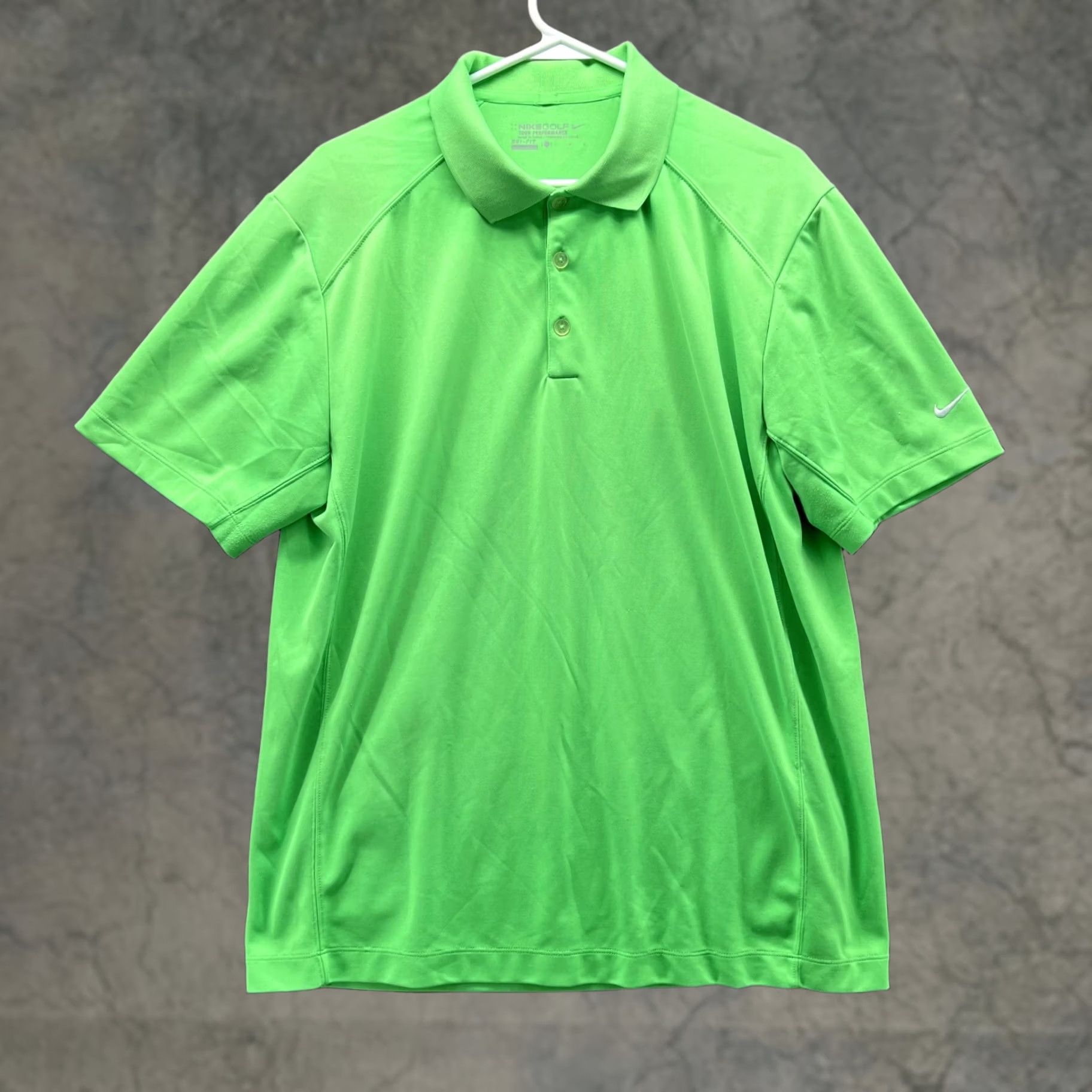 Nike Polo Shirt Mens Large Green Athletic Golf Dri Fit Performance Swoosh, Men's