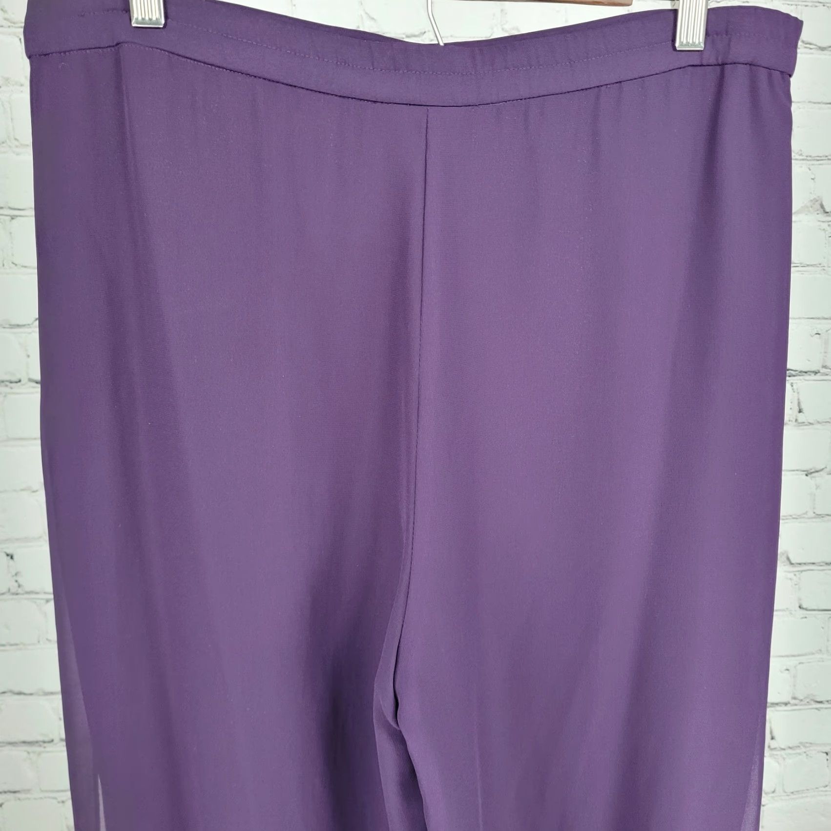 Coldwater Creek Coldwater Creek Pants Petite 12P Purple High Rise Wide Leg Side Slits Size 34" / US 12 / IT 48 - 6 Thumbnail