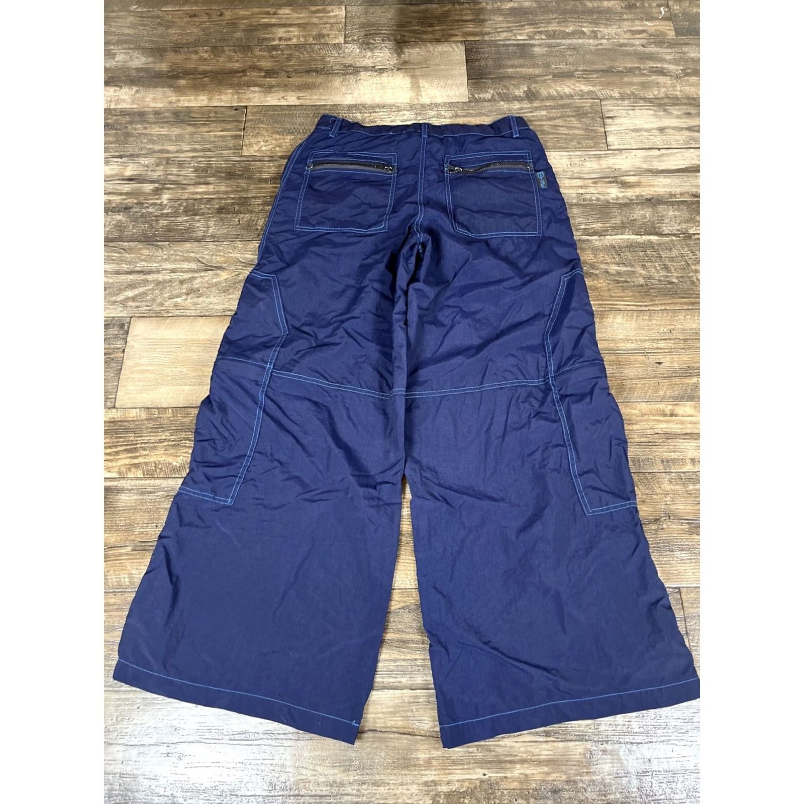 Vintage VINTAGE MT2 Morbid Threads Pants Cargo 90s Women 32x30 Wide-Leg Blue Nylon Buckle O3 Size 24" / US 00 / IT 34 - 6 Thumbnail