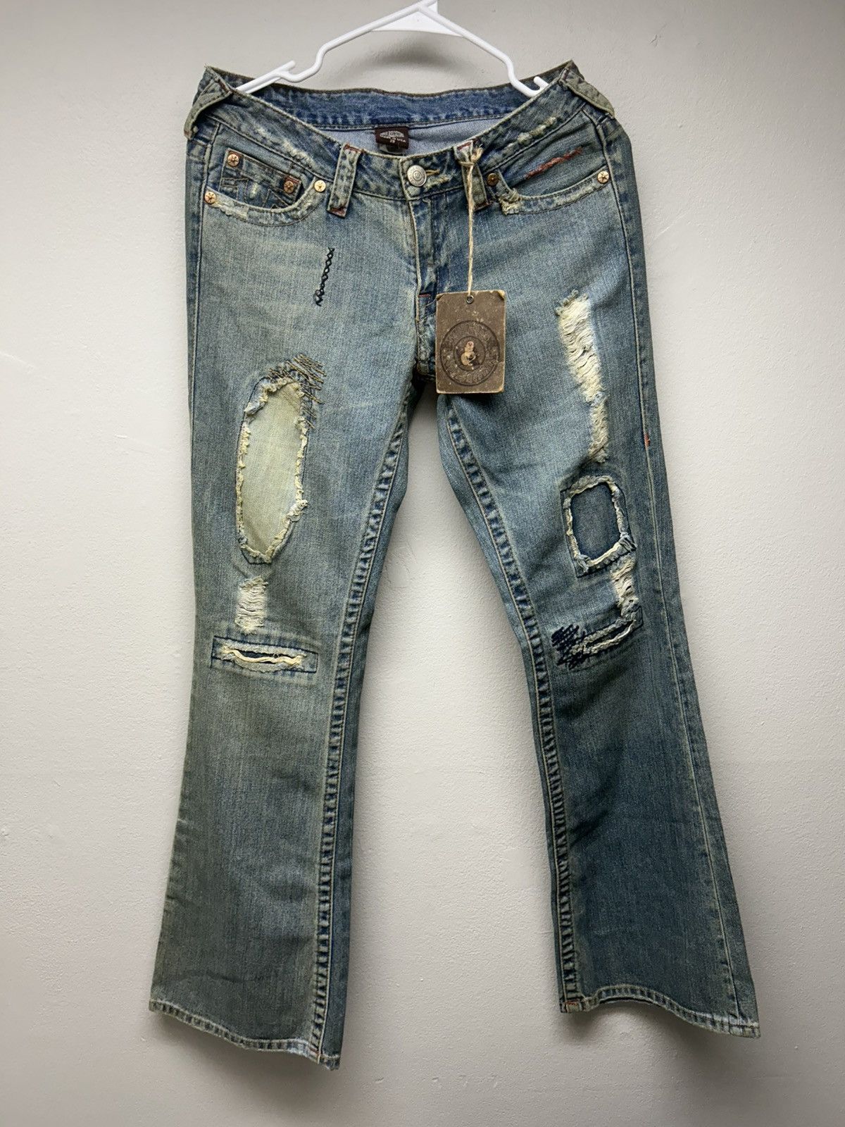 True Religion RARE Vintage True Religion Distressed Patchwork Flare Jeans Size 29" - 1 Thumbnail