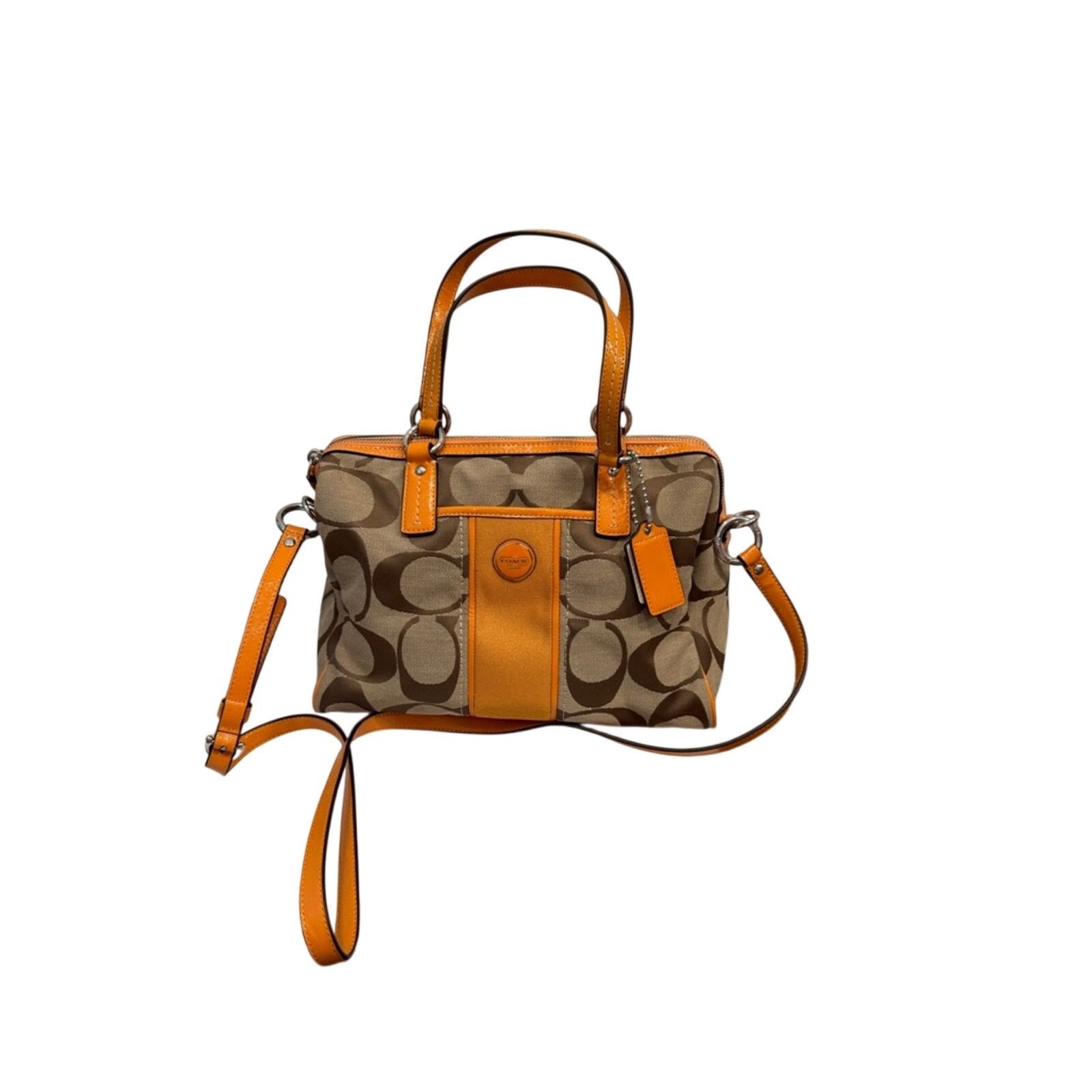 Coach 🍊 PRISTINE NWOT Coach Signature Stripe Satchel — Orange Size ONE SIZE - 1 Thumbnail