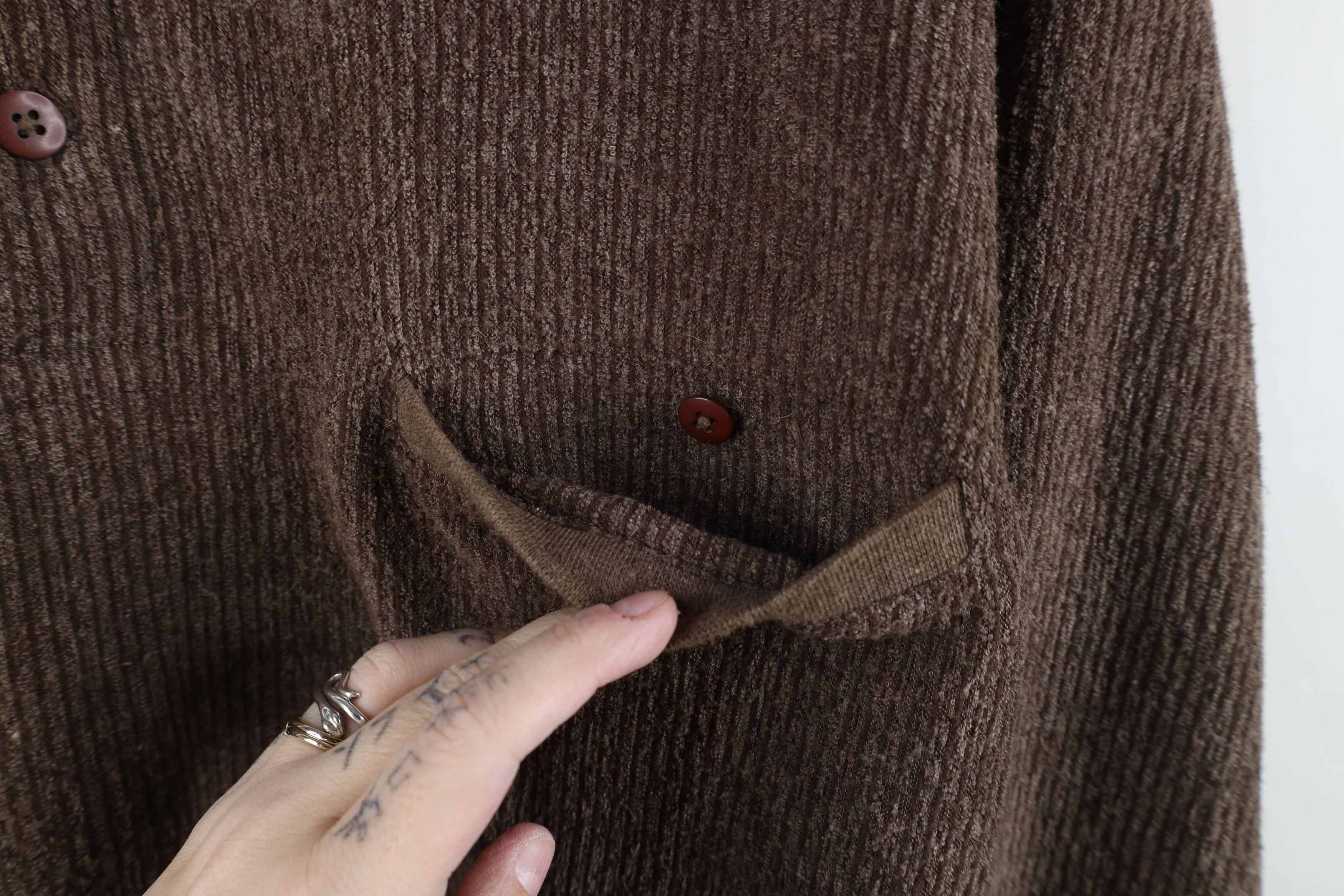 Vintage Vintage 90s Streetwear Ribbed Fleece Collared Sweater Brown Size US XXL / EU 58 / 5 - 5 Thumbnail
