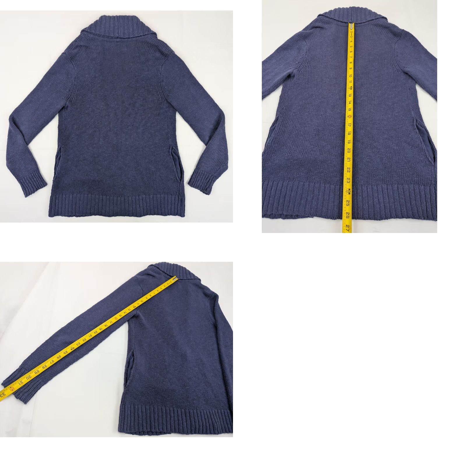 Vintage L.L. Bean Signature Cardigan Women XS Blue Cotton Knit Open Front Ribbed Sweater Size XS / US 0-2 / IT 36-38 - 8 Thumbnail