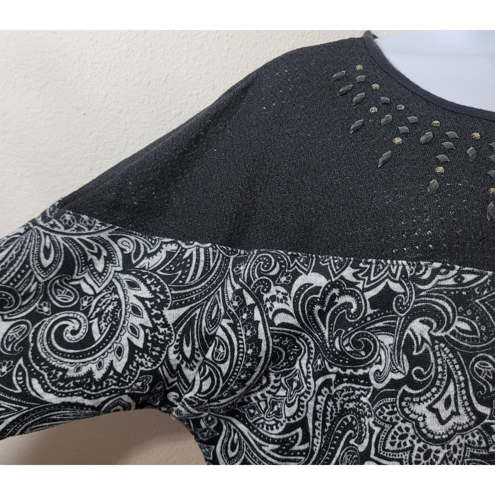 Other French Blue Woman Black White Rhinestones Top 1X Plus Soft Size XXL / US 16-18 / IT 52-54 - 6 Thumbnail