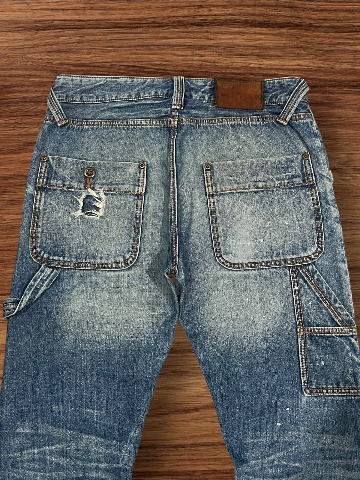 If Six Was Nine × Japanese Brand × Le Grande Bleu (L.G.B.) Burnout Social Sculpture Damaged Carpenter Cracked Leg Jeans Size US 30 / EU 46 - 6 Thumbnail