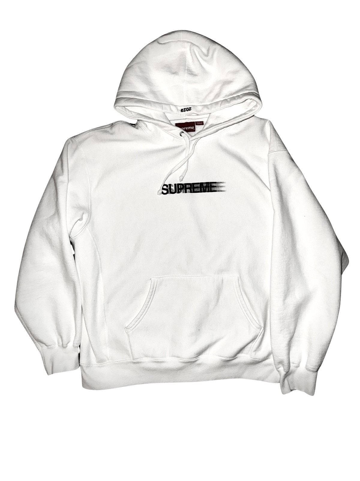 image of Supreme Blur Motion Hoodie 2023 Size L in White, Men's