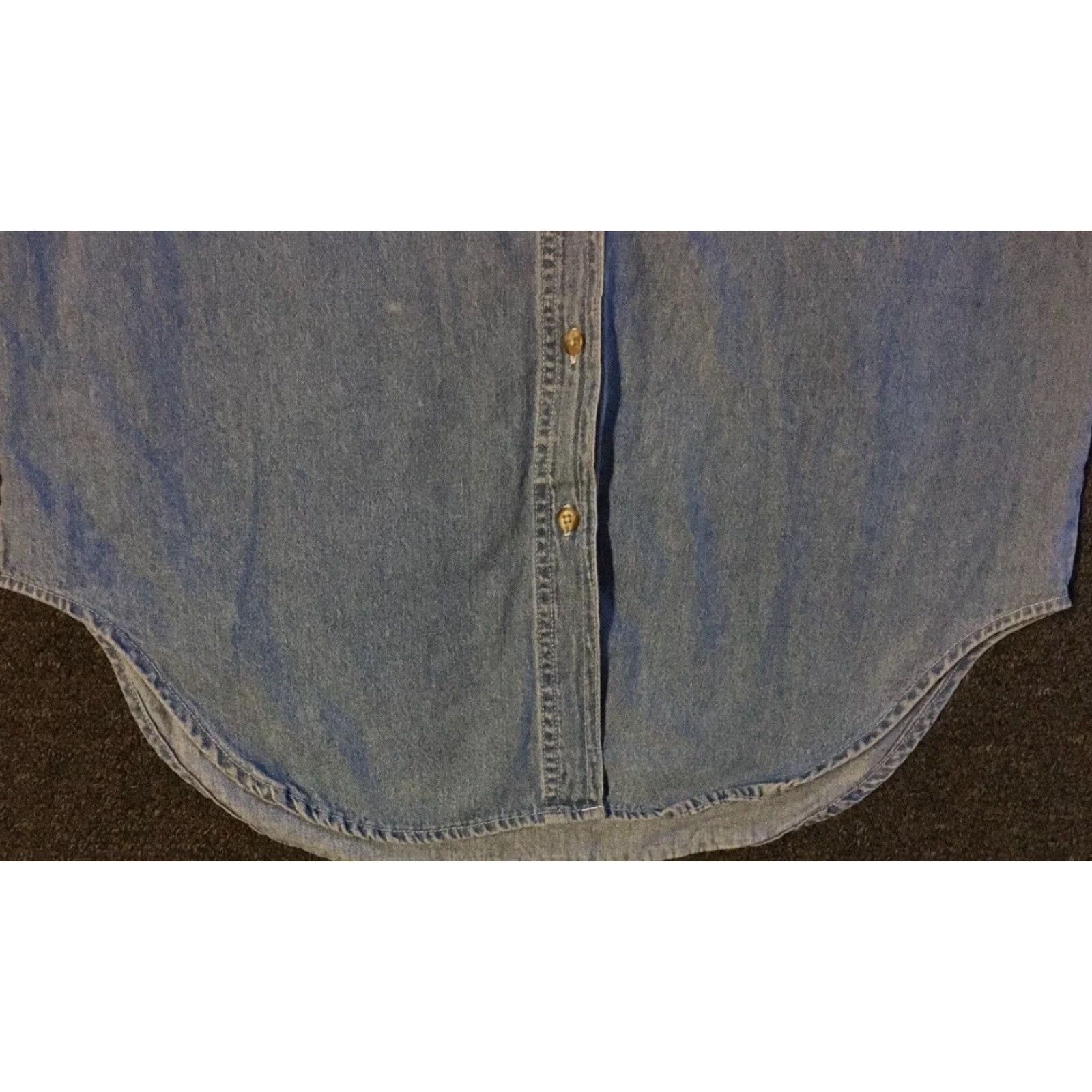 Vintage VINTAGE 90s Abstract Cat Faded Denim Button-Up Shirt M Women Blue Animal Funny Grunge Denim Button-Down Short Sleeve Cat 90s Vintage Womens Mens? Size M / US 6-8 / IT 42-44 - 3 Thumbnail