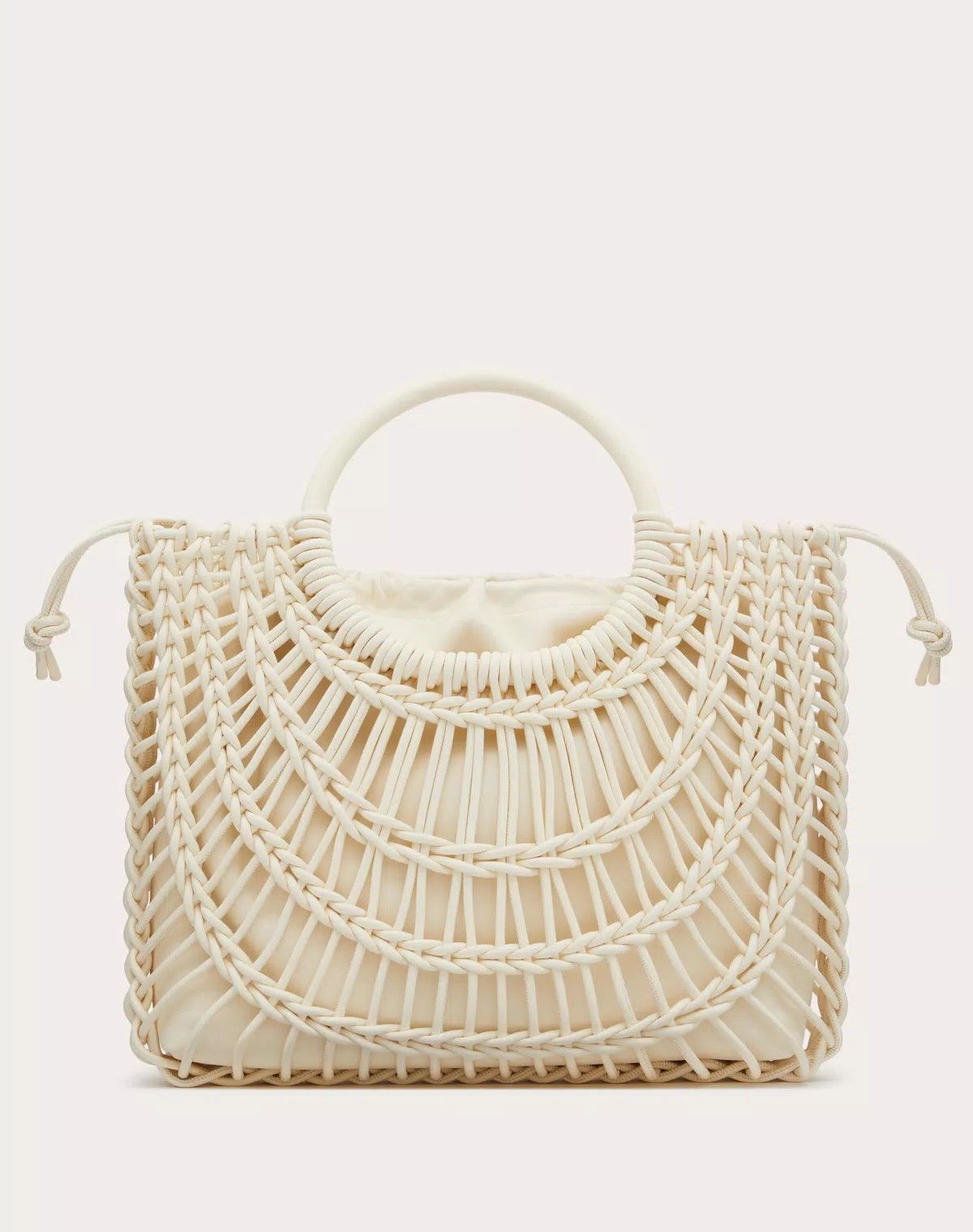 Valentino oc11z0725 Size:OS/Allknots Woven Leather Shopper in White Size ONE SIZE - 3 Thumbnail
