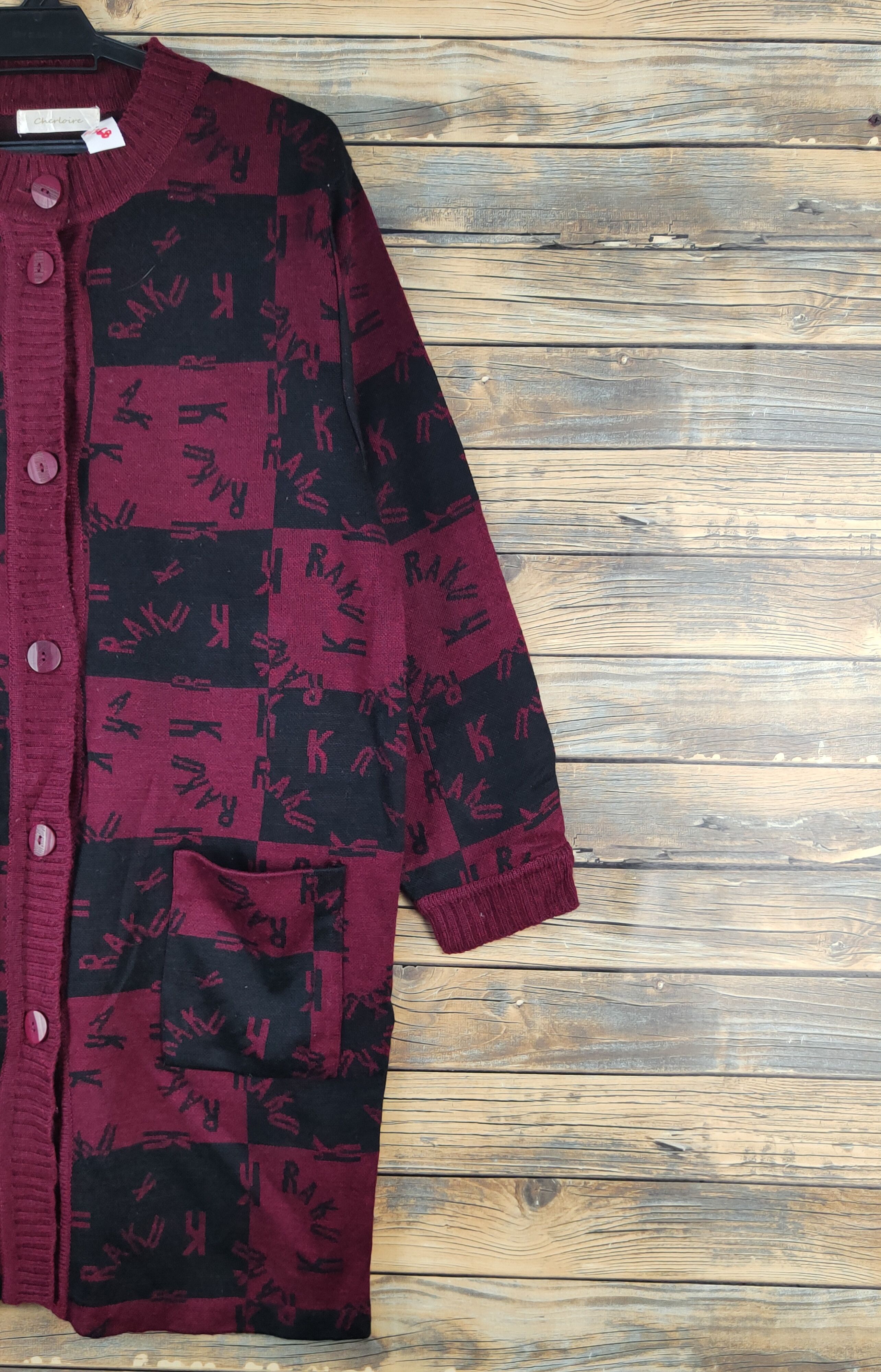 Homespun Knitwear × Japanese Brand Cherloire checkered Knitwear Long Cardigan #W1368 Size L / US 10 / IT 46 - 5 Thumbnail