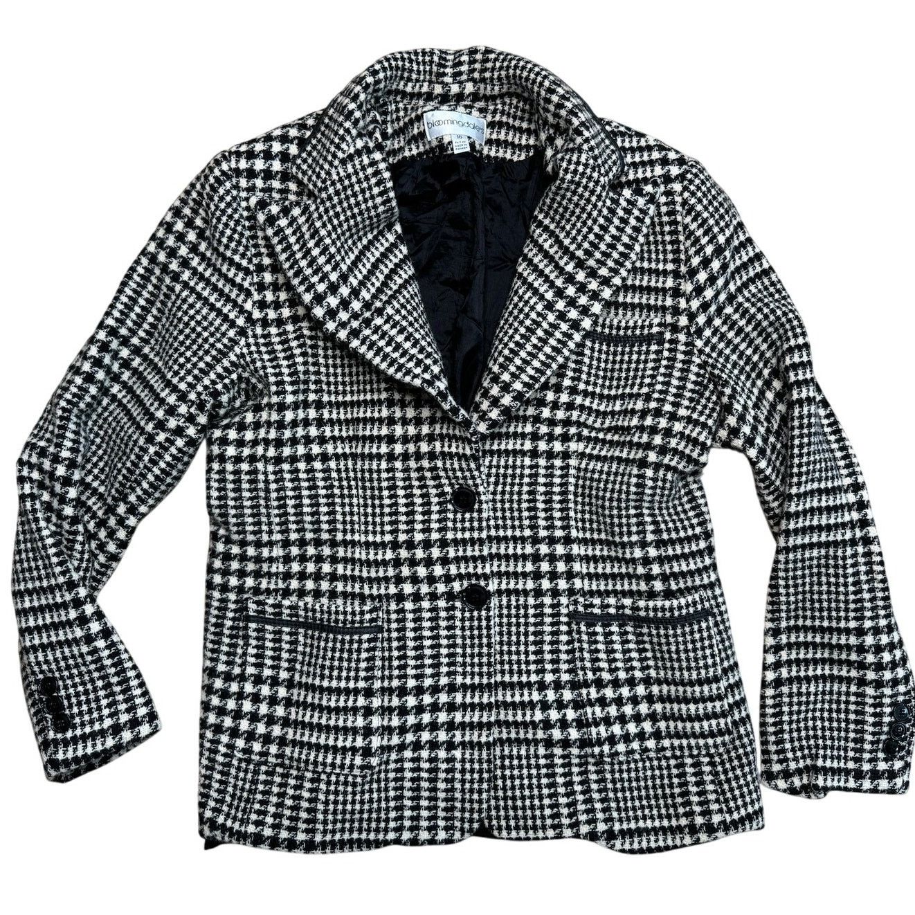 Bloomingdale's NEW Bloomingdales Women's Vintage 90's Wool Plaid Peacoat Size M / US 6-8 / IT 42-44 - 1 Thumbnail