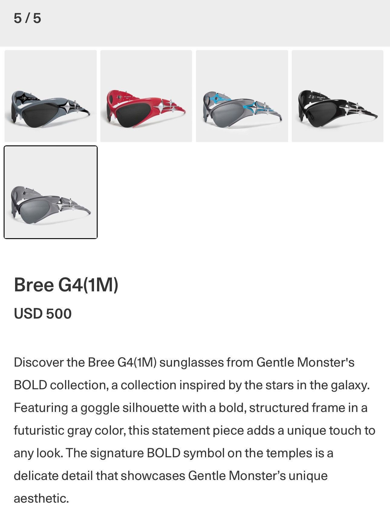 Gentle Monster Gentle Monster Sunglasses Bree G4(1M) Size ONE SIZE - 5 Thumbnail