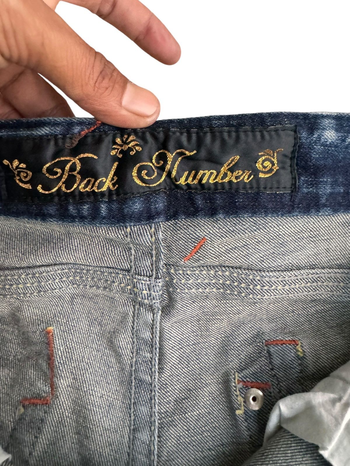 Japanese Brand × Le Grande Bleu (L.G.B.) Sick⚡️Distressed Back Number Low Rise Flare Jeans Size 29" - 11 Thumbnail