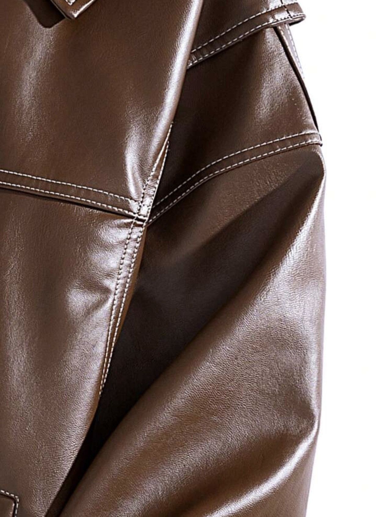 Vintage Men’s Turndown Collar PU Leather Jacket Size US XL / EU 56 / 4 - 5 Thumbnail