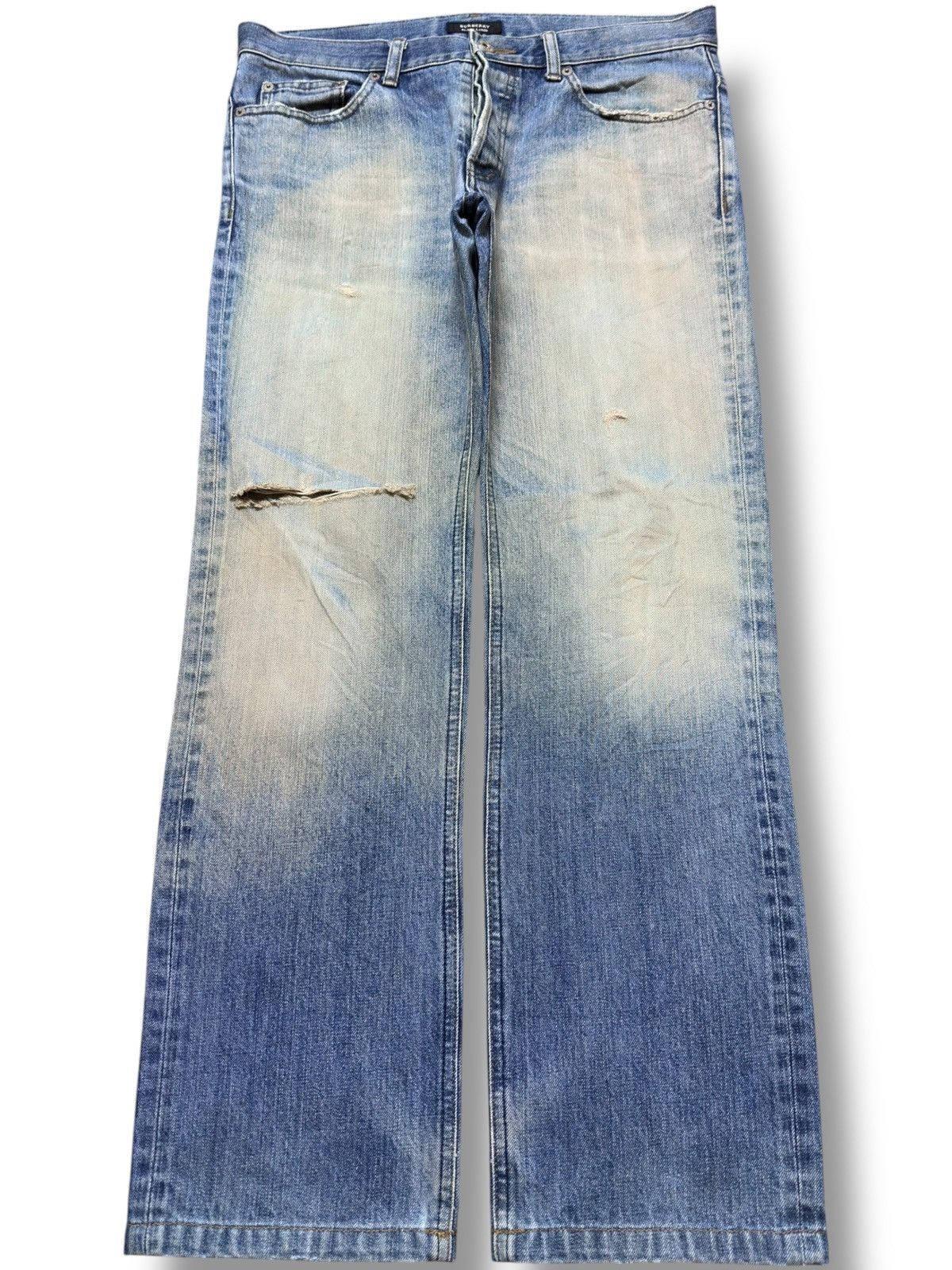 Burberry Vintage Burberry Black Label Mudwash Grunge Distressed Denim Size US 33 - 1 Thumbnail