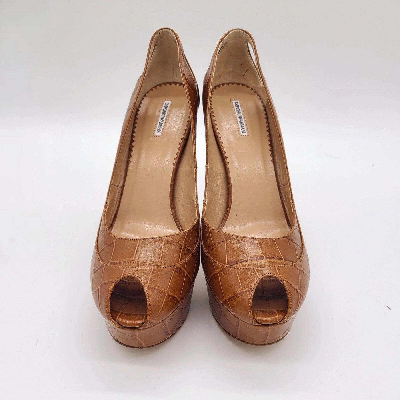 Emporio Armani Emporio Armani LIMITED Tan Leather Croc 5" Stilettos w/ COA Size US 9 / IT 39 - 5 Thumbnail
