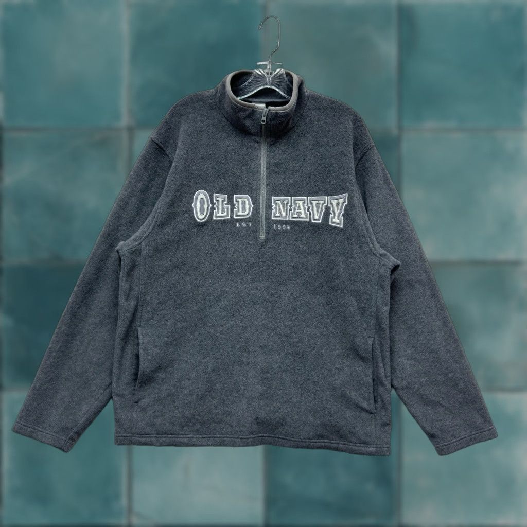 Old Navy VINTAGE Old Navy Sweater XL Gray Fleece 1/4 Zip Spellout Logo Mock Neck Mens Womens Gift-ready Size XL / US 12-14 / IT 48-50 - 1 Thumbnail
