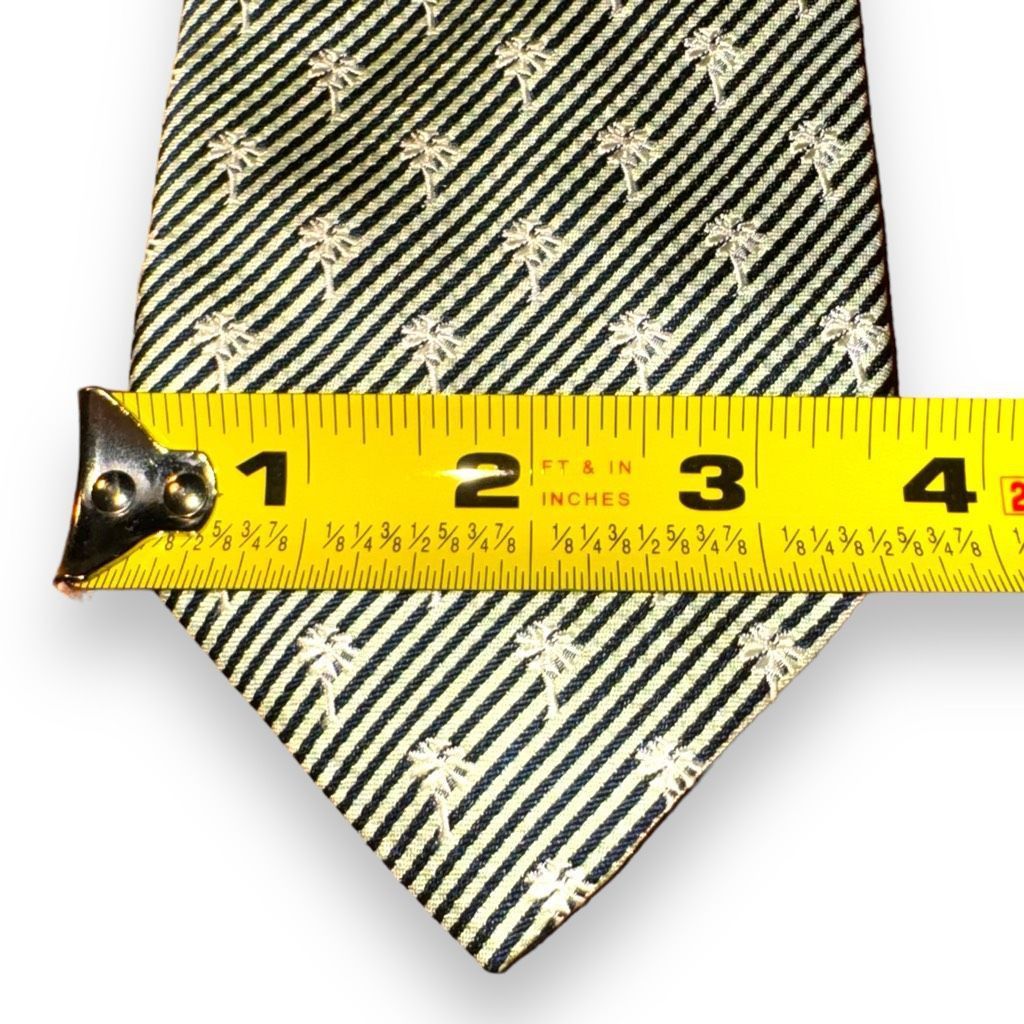 Other Yapre’ Green & White Stripe Handmade Silk Tie Size ONE SIZE - 2 Thumbnail