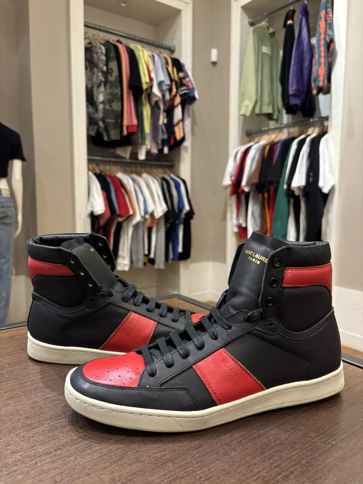 Saint Laurent Paris Saint Laurent SL/10 High Top Black/Red  display picture 2