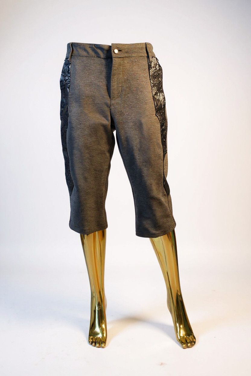 Other Dark Gray Real Leather Detail Cropped Pants Size US 32 / EU 48 - 1 Thumbnail