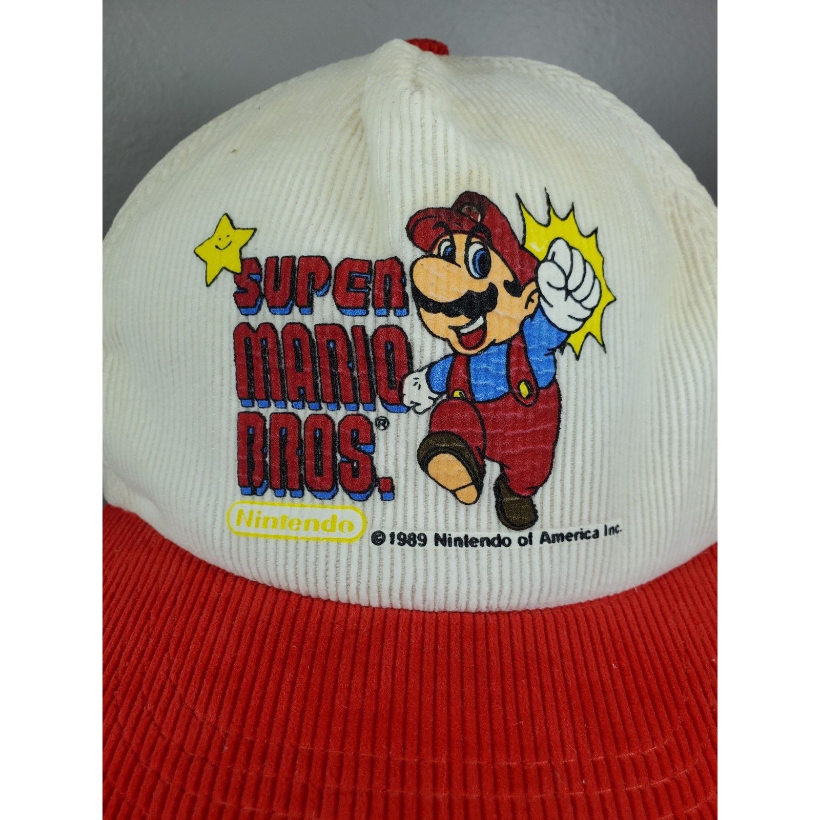 Nintendo × Vintage RARE Vintage 1989 Nintendo Super Mario Bros Corduroy Hat Cap Size ONE SIZE - 3 Thumbnail