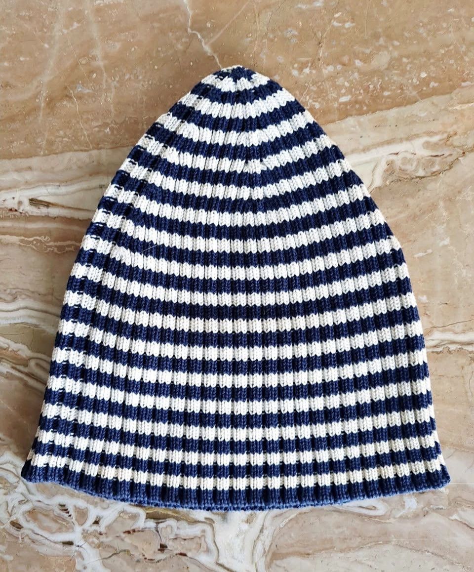 Prada Striped Cotton Knit Beanie / Hat