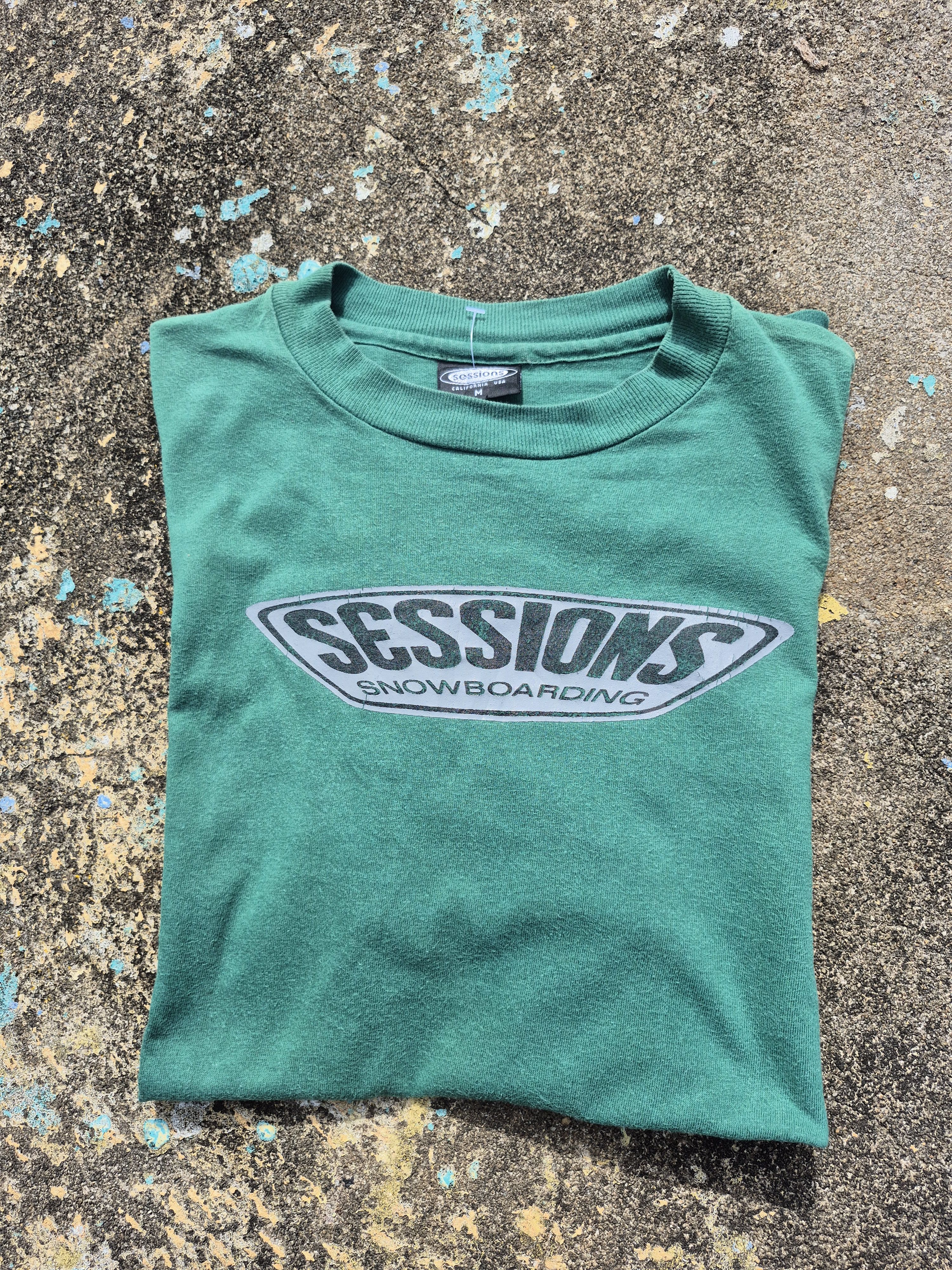 Sessions 🔥 Vintage 90s Sessions Snowboarding Skate Tee Size US M / EU 48-50 / 2 - 9 Thumbnail
