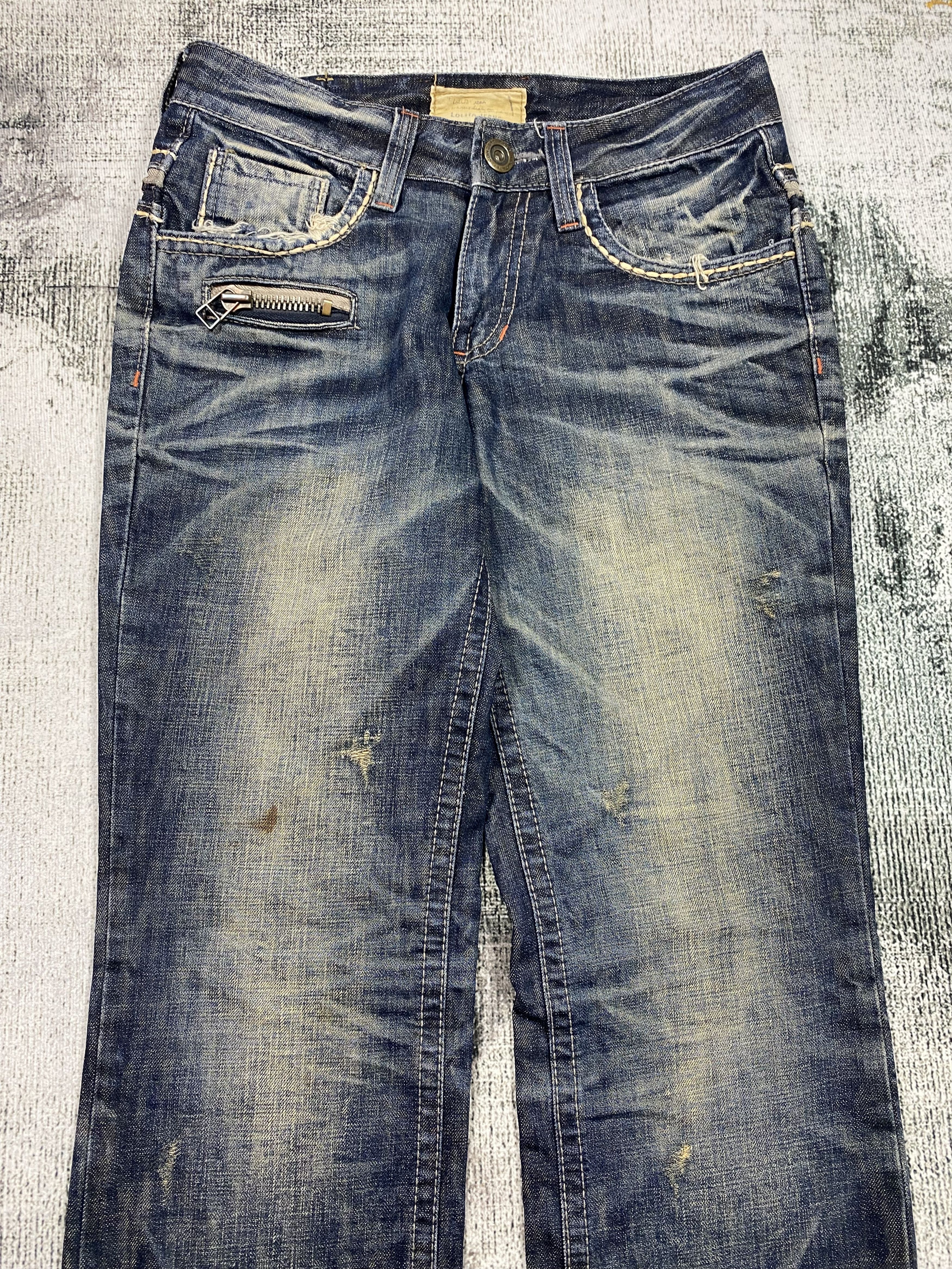Vintage Lolita Low Rise Rusty Whiskers Exotic Distressed Denim Size US 28 / EU 44 - 3 Thumbnail