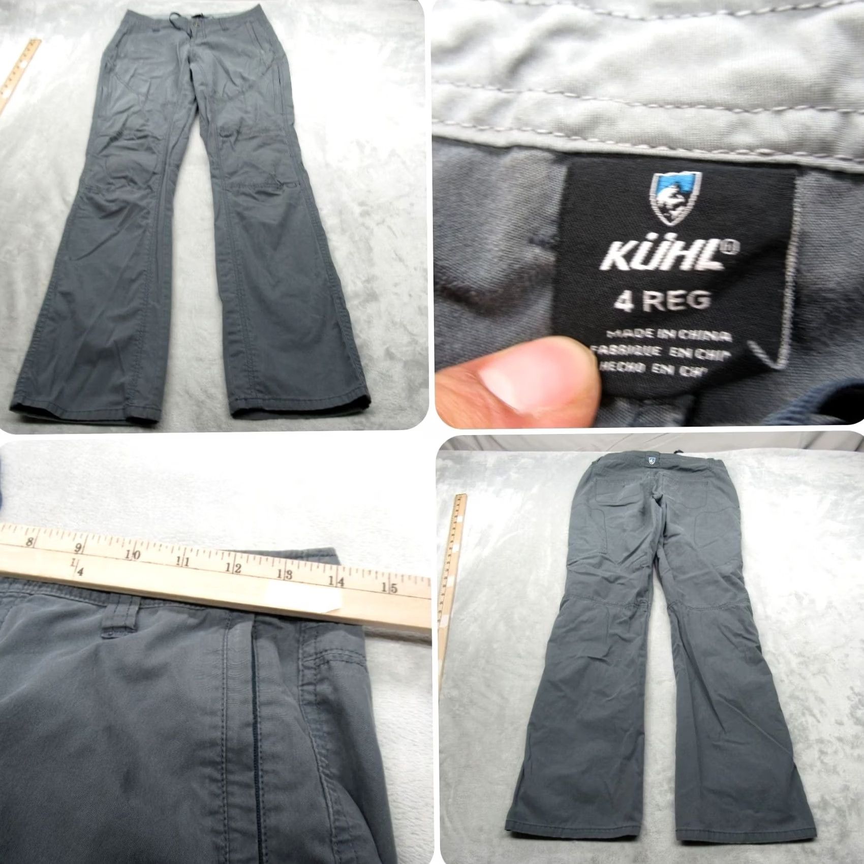 Vintage KÜHL Pants Womens 4 Reg Gray Drawstring Waist Spire Roll Up Hiking 28x31 Khakis Casual Outdoor Mens, Womens, Girls, Boys Size 27" / US 4 / IT 40 - 2 Thumbnail