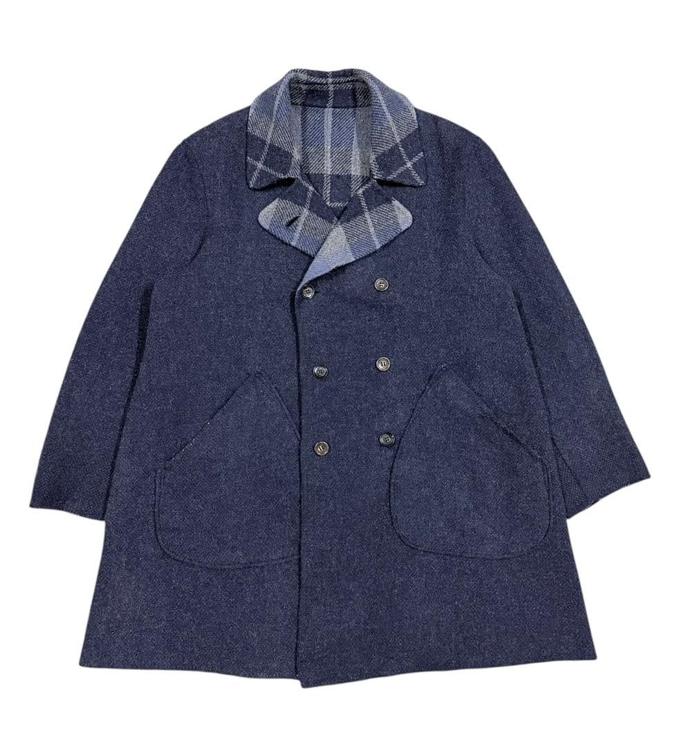 45rpm Vtg💥45rpm Indigo/Tartan Mohair Double Breasted Long Jacket Size US M / EU 48-50 / 2 - 1 Thumbnail