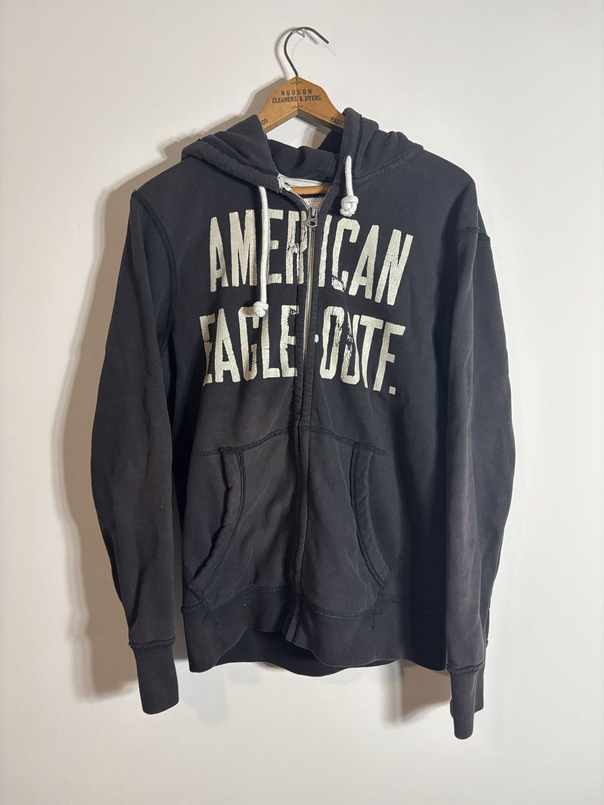 Vintage Fit American Eagle Y2K Distressed Full Zip Hoodie
