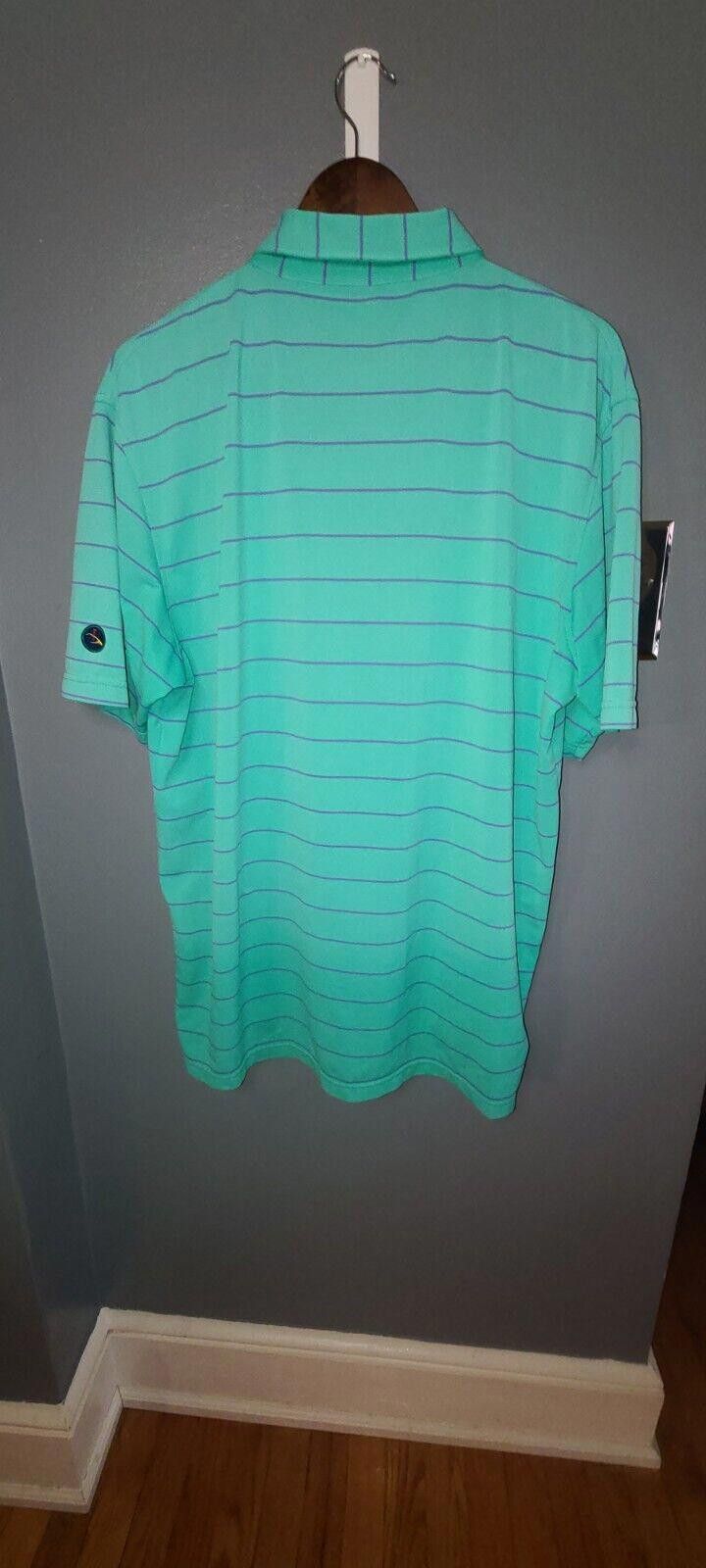 Peter Millar Peter Millar Polo Shirt Men's Large Teal Striped Size US L / EU 52-54 / 3 - 8 Thumbnail