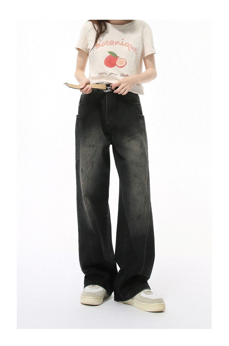 Japanese Brand × Jean American street patchwork distressed straight loose jeans Size US 32 / EU 48 - 3 Thumbnail