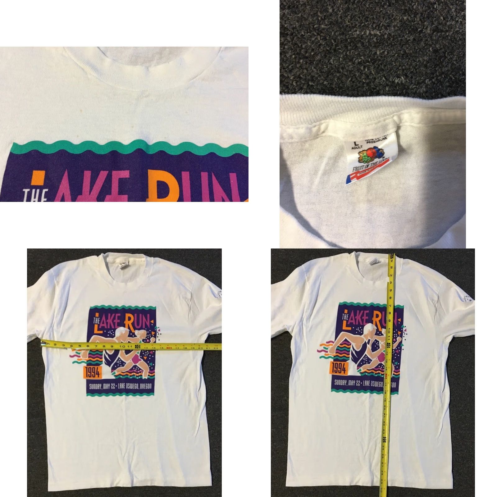 Vintage Vtg 90s Oregon Lake Run Marathon Shirt L Oswego Track PE Vaporwave Surf Grunge Size US L / EU 52-54 / 3 - 8 Thumbnail