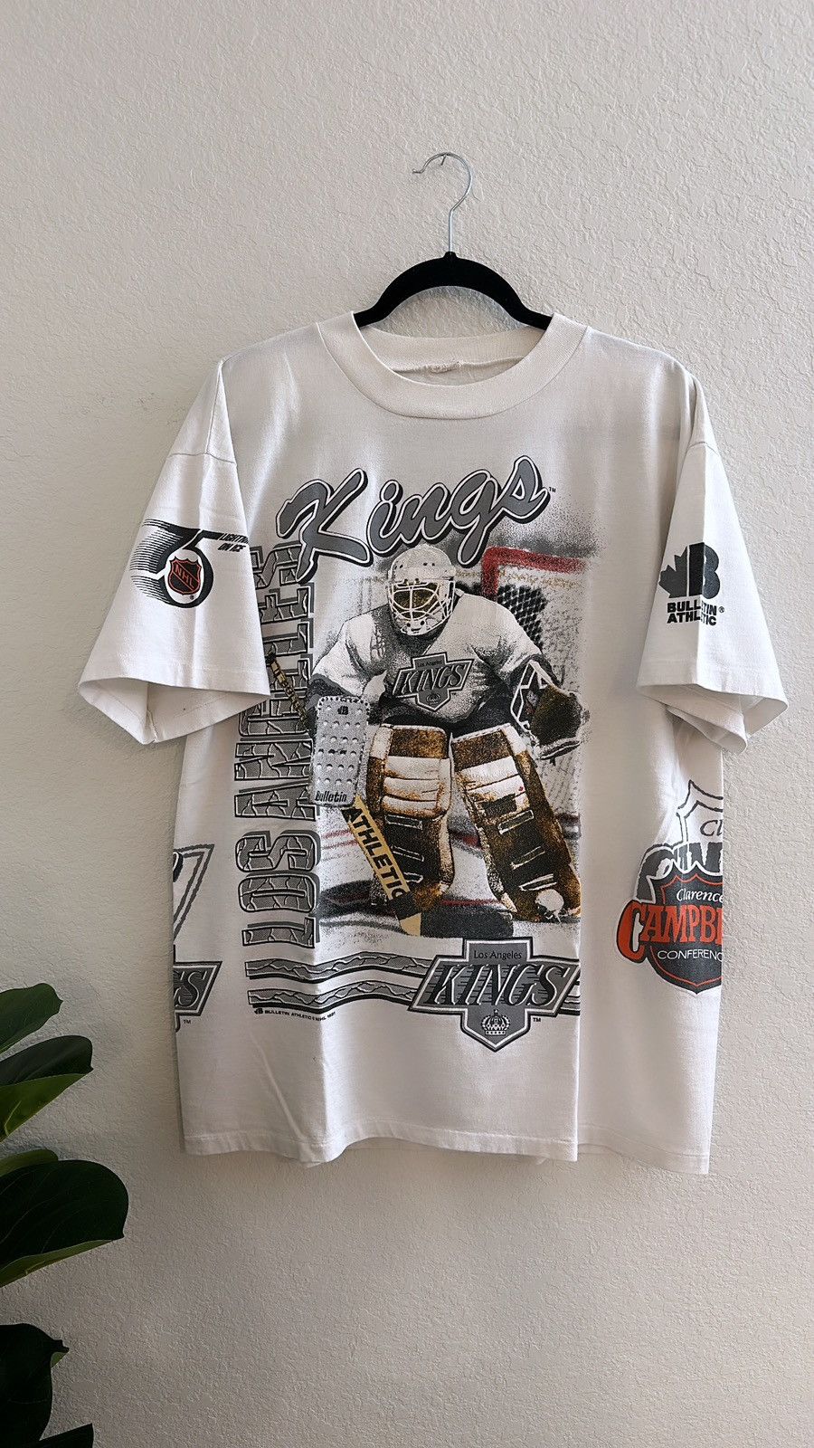 image of 1991 Bulletin Athletic La Kings Nhl Aop T-Shirt XL in White, Men's