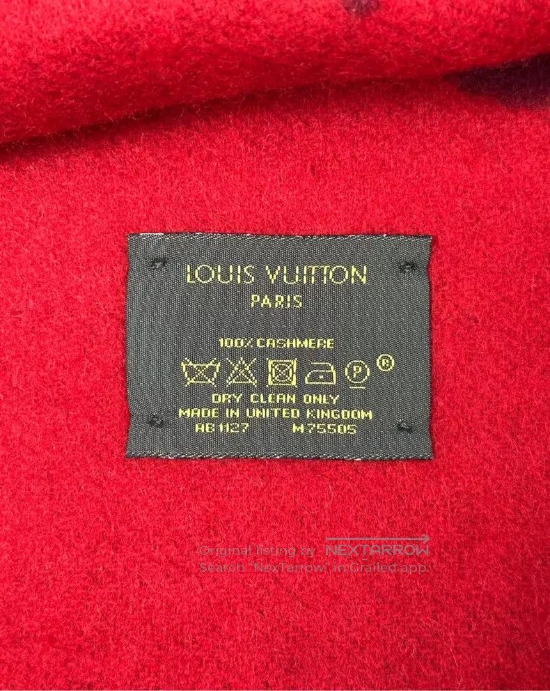 Louis Vuitton Louis Vuitton Red logo printed double face cashmere scarf Size ONE SIZE - 4 Thumbnail