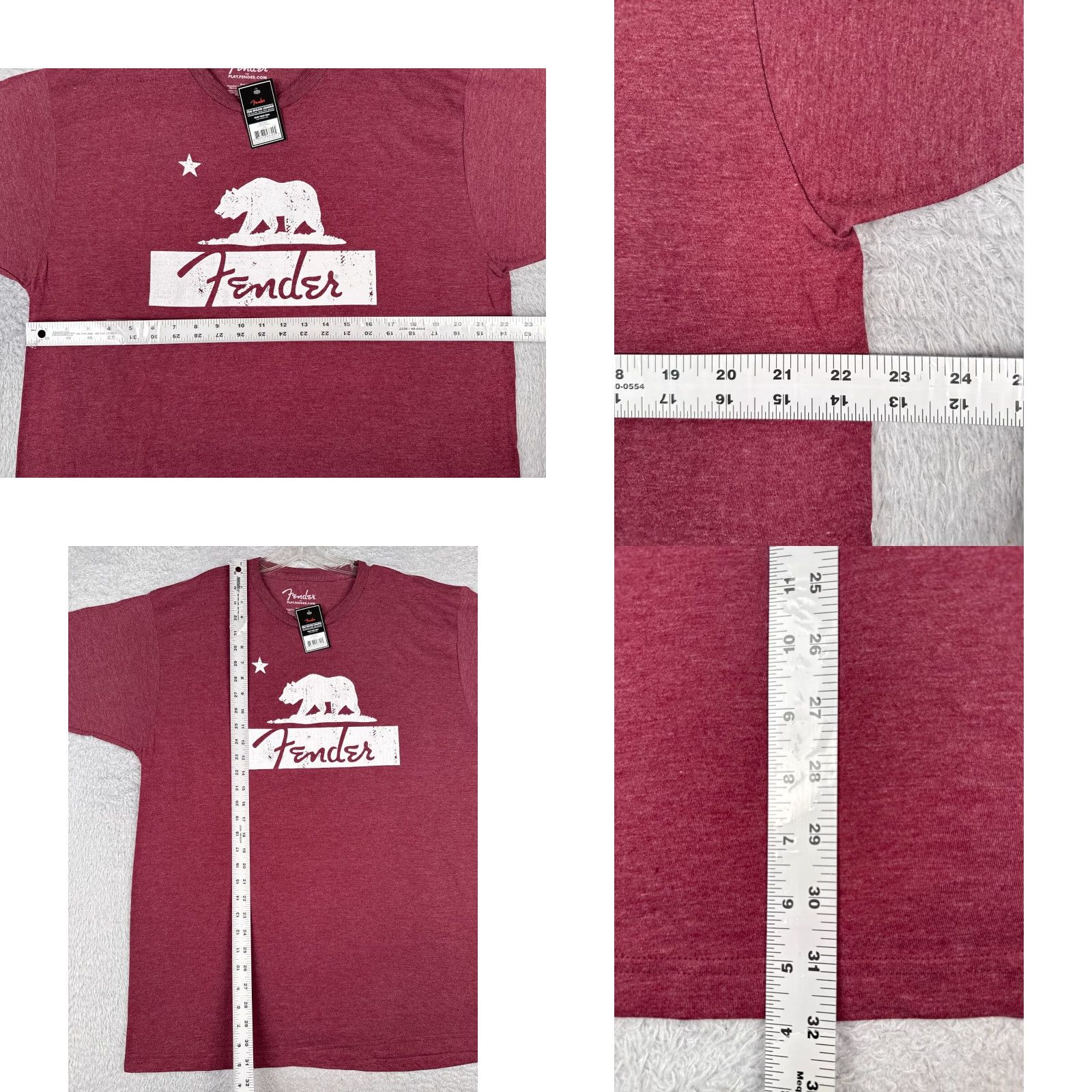 Fender Fender Shirt Men Small Burgundy Heather California Bear Guitar Short Sleeve NEW Size US S / EU 44-46 / 1 - 8 Thumbnail