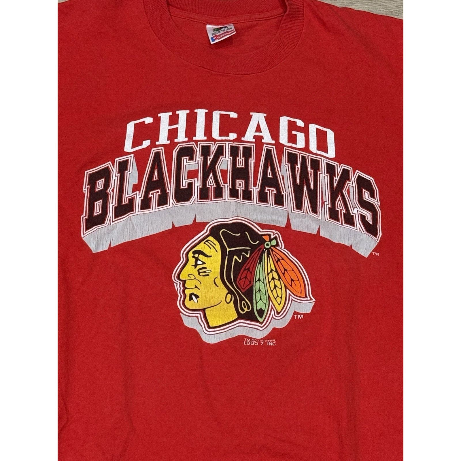 Fruit Of The Loom Chicago Blackhawks NHL Hockey 90s 1990 Tee Shirt Large Size US L / EU 52-54 / 3 - 2 Thumbnail