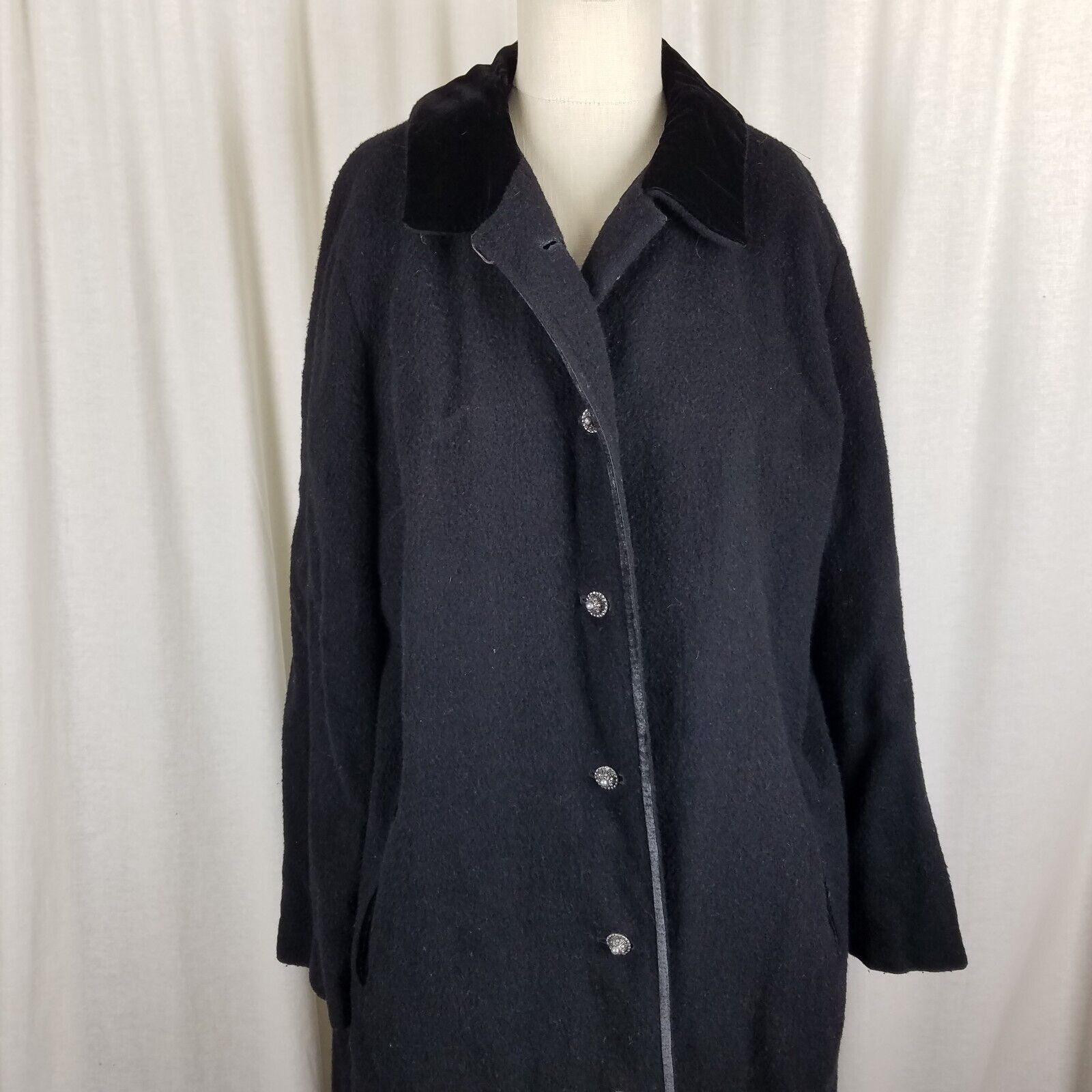 Vintage Ein Althof Modell Wool Maxi Peacoat Womens L Velvet Trim Size L / US 10 / IT 46 - 2 Thumbnail