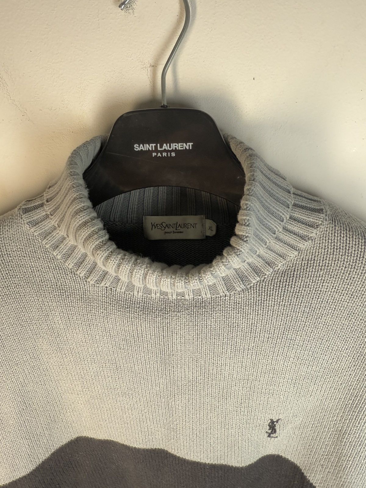 Yves Saint Laurent Grey/Black YSL Sweater Turtleneck Knit Size US XL / EU 56 / 4 - 7 Thumbnail