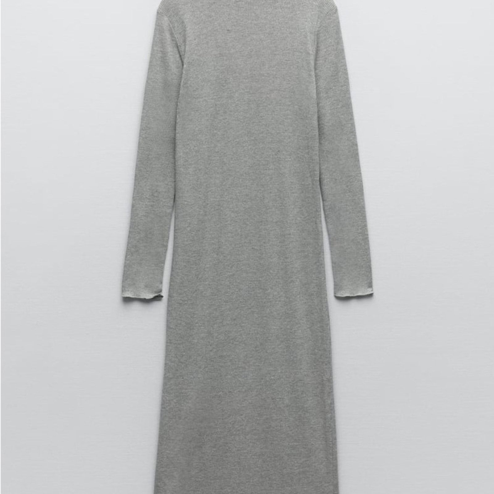 Zara ZARA SHINY HIGH COLLAR DRESS LIGHT GRAY Size M / US 6-8 / IT 42-44 - 5 Thumbnail